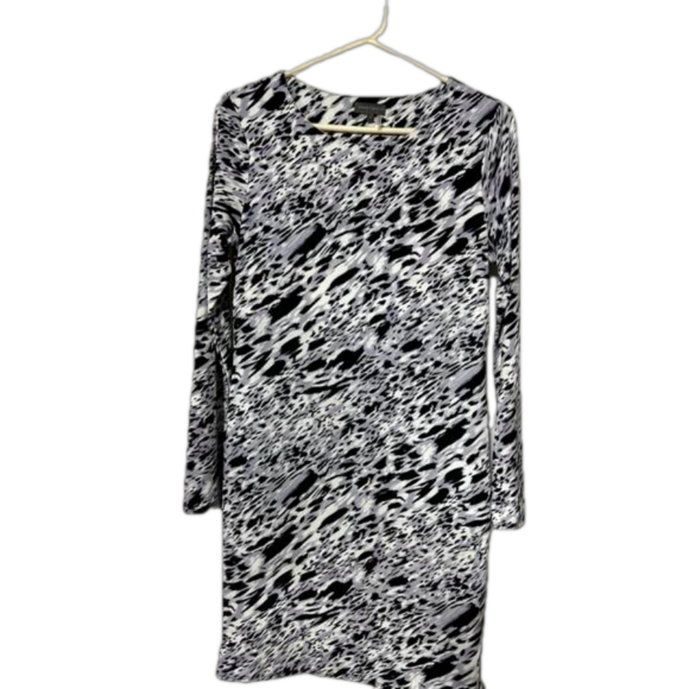 Vince Camuto Womens Multicolored Abstract Print Long Sleeve Shift Dress Small